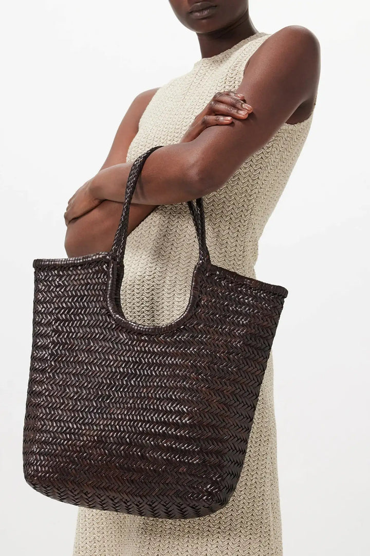 Dragon Diffusion - NS Diagonal Triple Jump Dark Brown - Woven Leather Bag Handmade