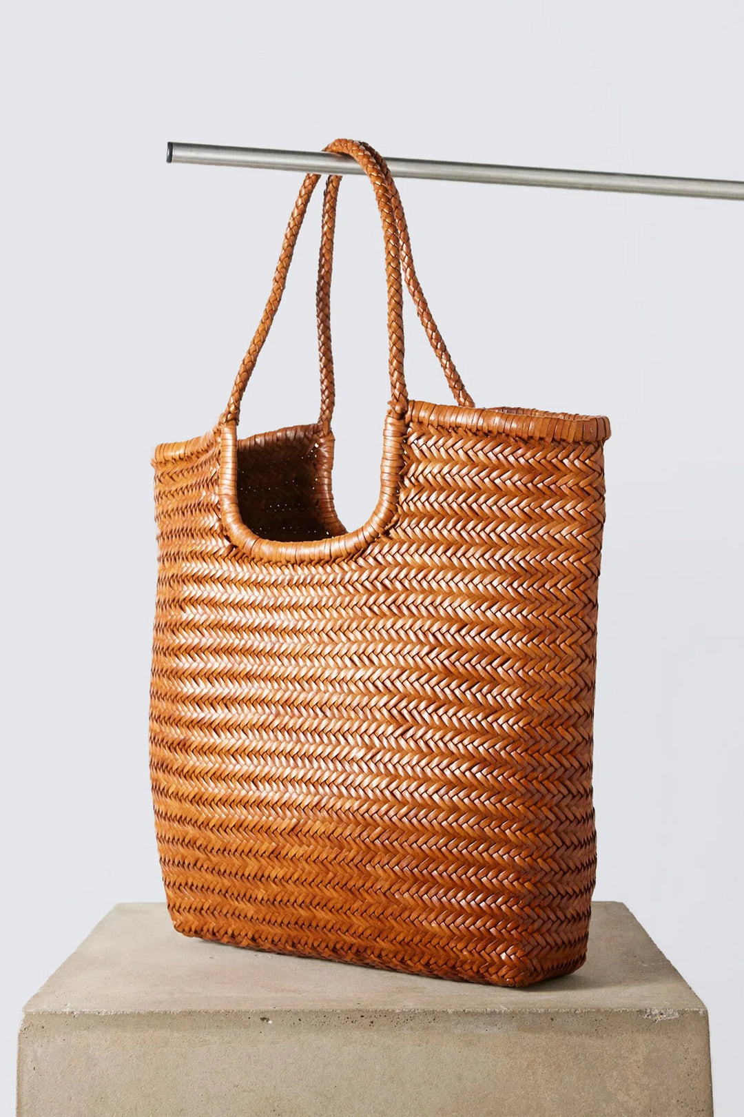 Dragon Diffusion - NS Diagonal Triple Jump Tan - Woven Leather Bag Handmade