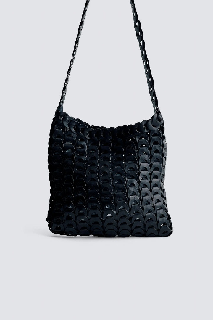 Dragon Diffusion - NS Link Tote Black - Woven Leather Bag Handmade