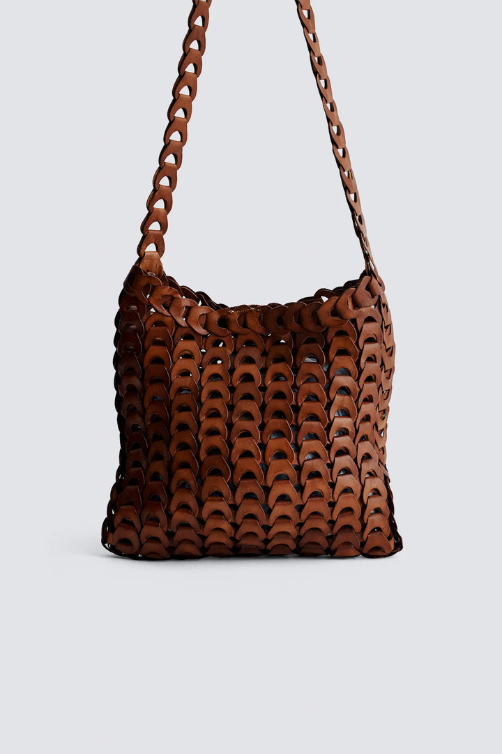 Dragon Diffusion - NS Link Tote Tan - Woven Leather Bag Handmade