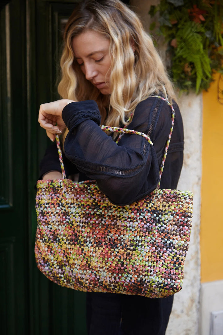 Dragon Diffusion woven leather bag handmade - Octo Multi Pastels