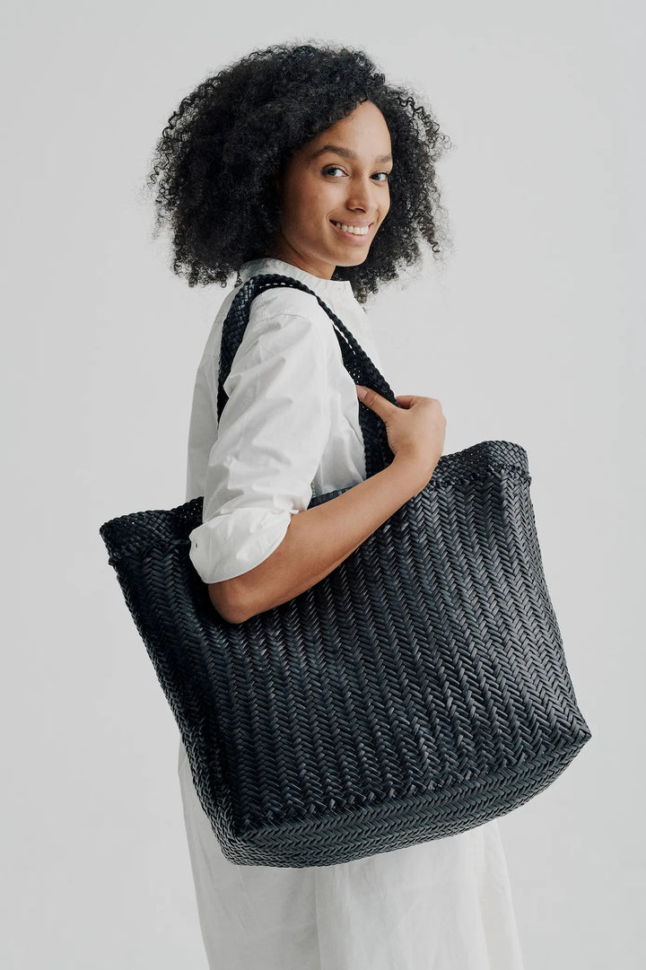 Dragon Diffusion - Oversize Black - Woven Leather Bag Handmade