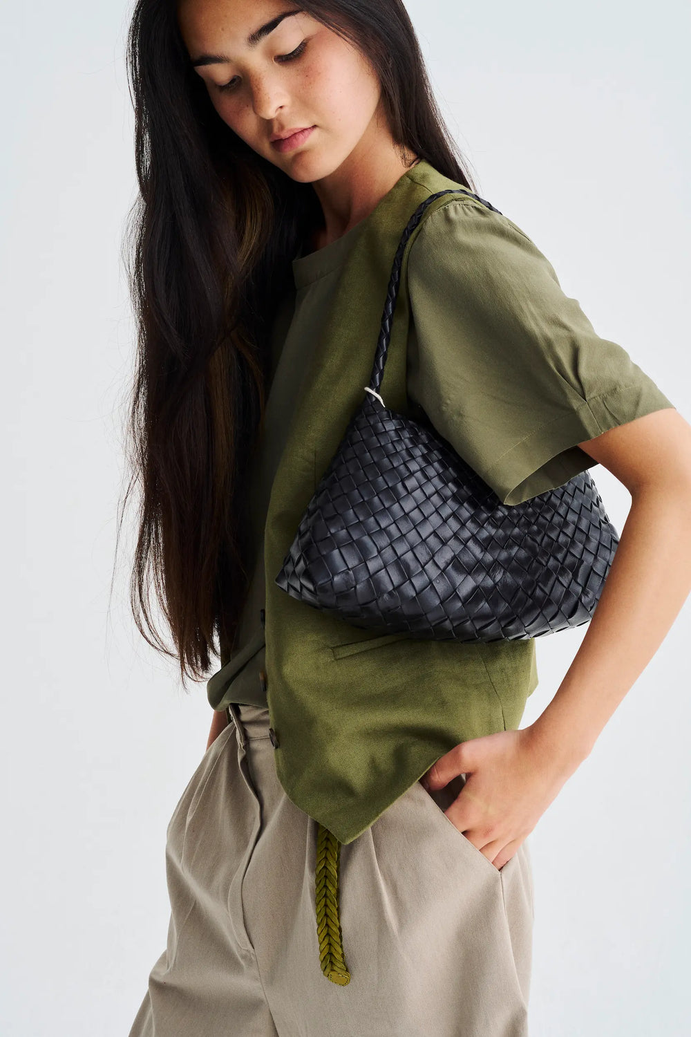 Dragon Diffusion - Woven Leather Bag Handmade - Rosanna Black