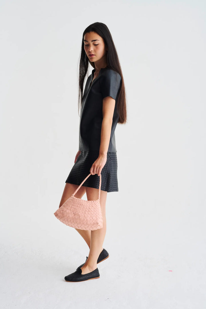 Dragon Diffusion - Woven Leather Bag Handmade - Rosanna Pastel Pink