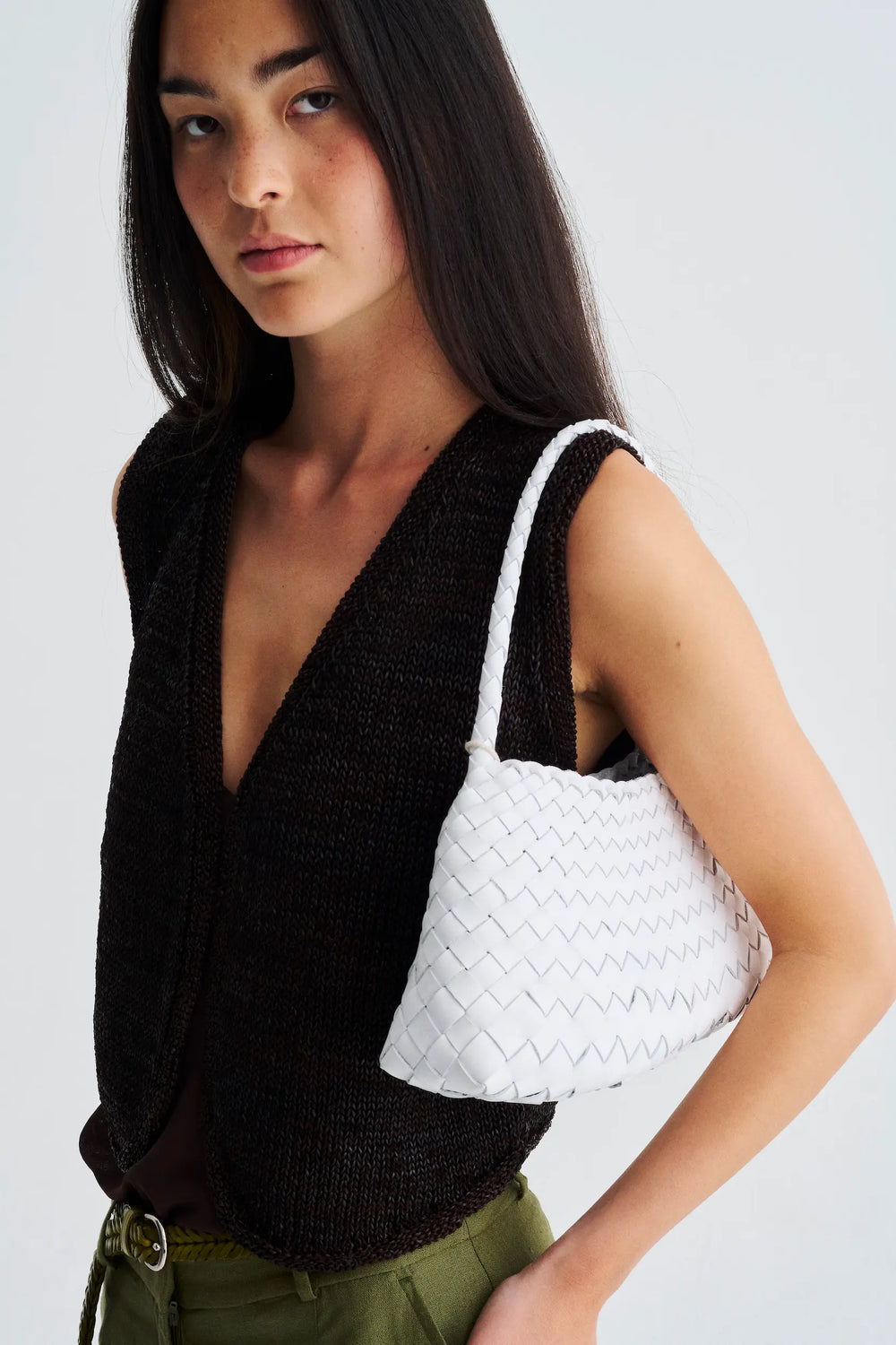 Dragon Diffusion - Woven Leather Bag Handmade - Rosanna White