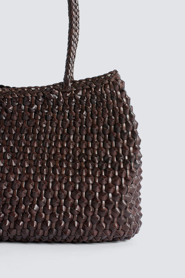 Dragon Diffusion - S.Croce Cactus Dark Brown - Woven Leather Bag Handmade