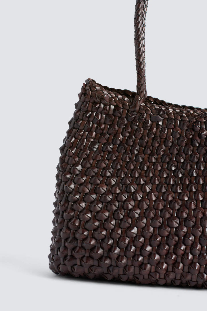 Dragon Diffusion - S.Croce Cactus Dark Brown - Woven Leather Bag Handmade