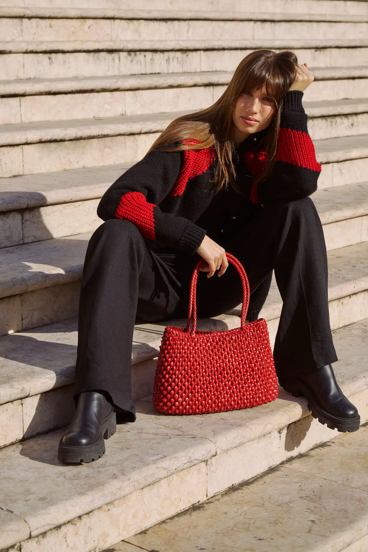 Dragon Diffusion - S.Croce Cactus Poppy Red - Woven Leather Bag Handmade