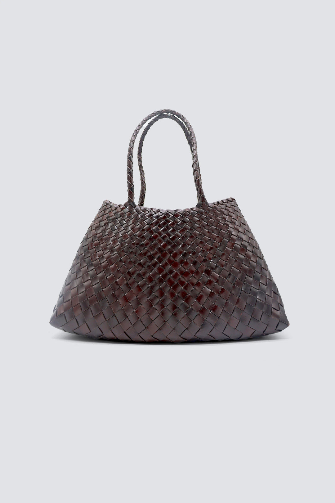 Dragon Diffusion - Woven Leather Bag - Santa Croce Big Dark Brown