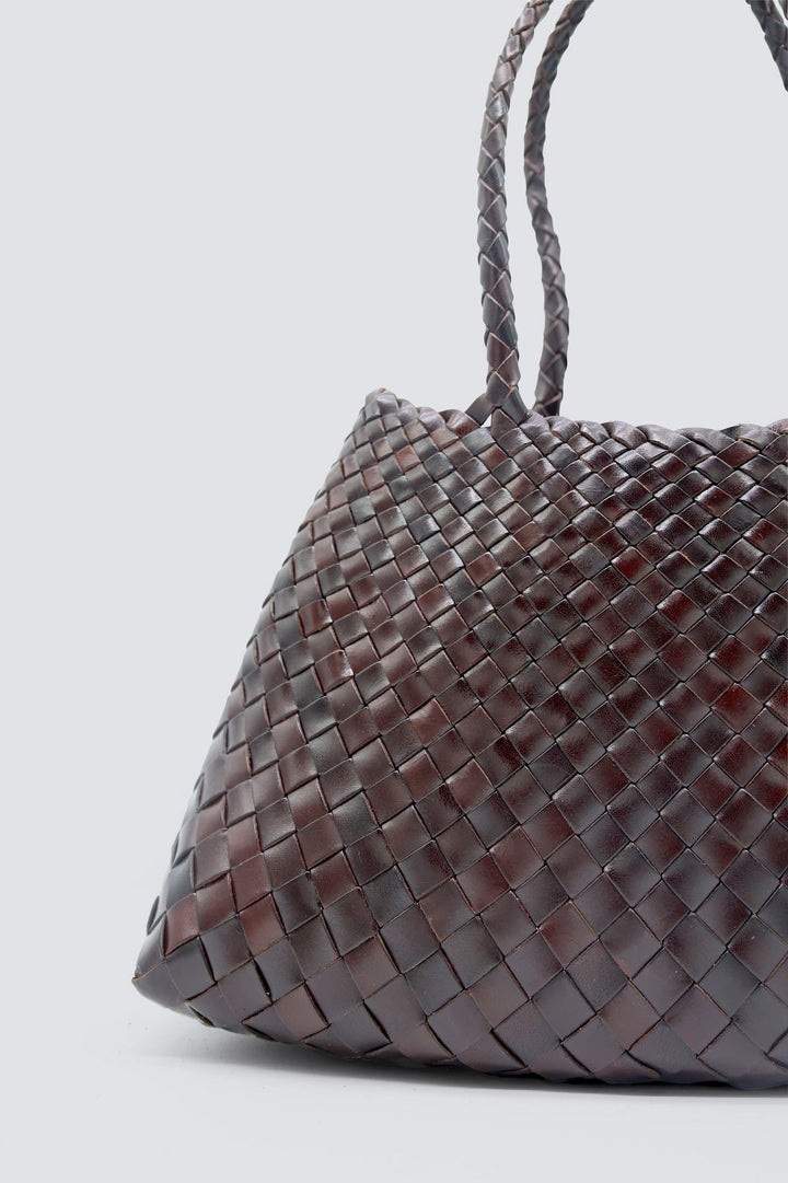 Dragon Diffusion - Woven Leather Bag - Santa Croce Big Dark Brown