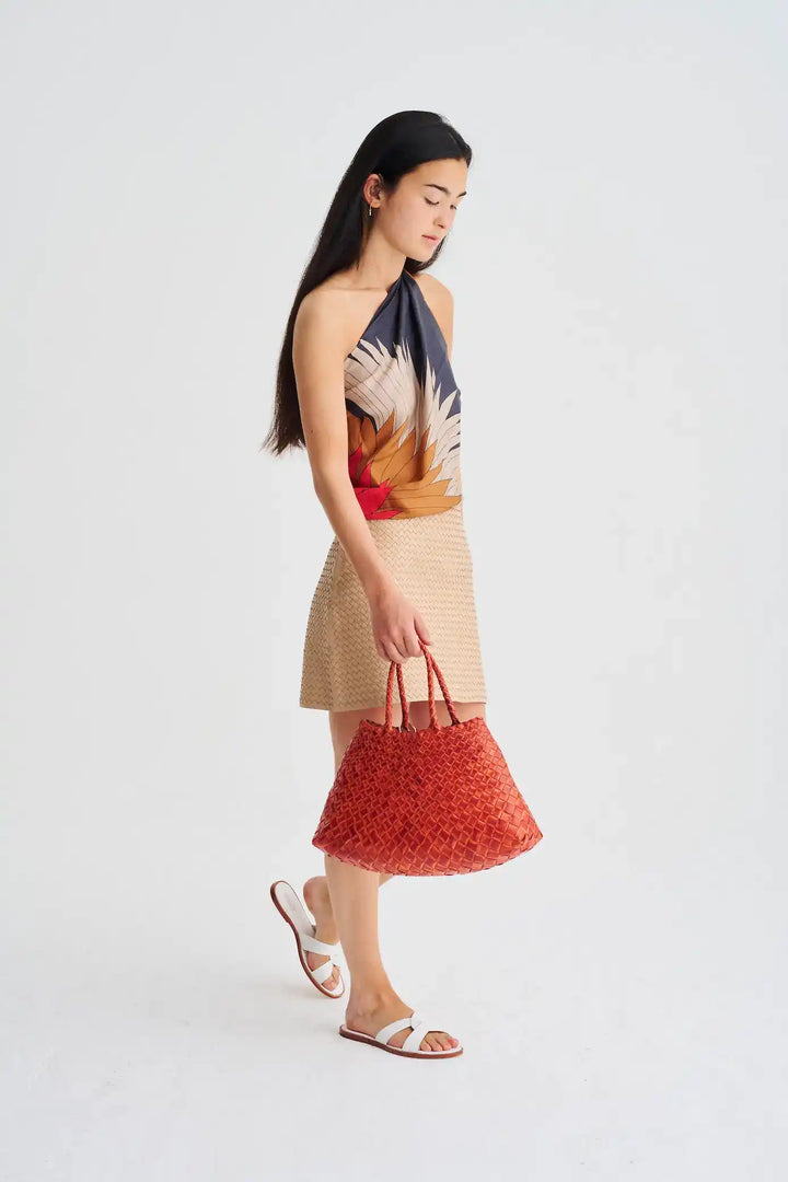 Dragon Diffusion - Santa Croce Small Orange - Woven Leather Bag Handmade