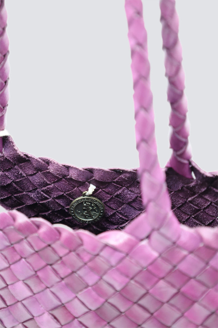 Dragon Diffusion - Woven Leather Bag - Santa Croce Small Plum