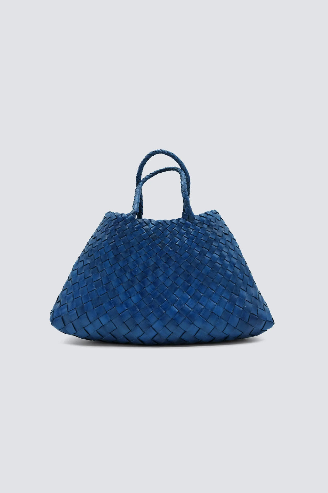 Dragon Diffusion - Woven Leather Bag Handmade - Santa Croce Small Steel Blue