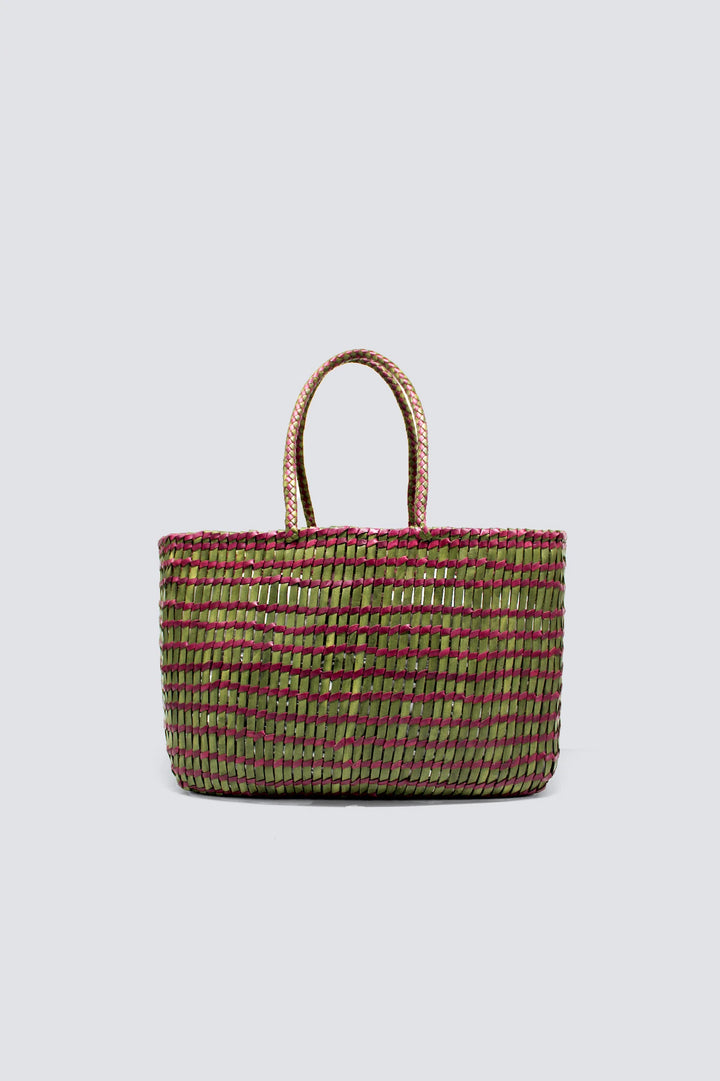 Dragon Diffusion - Terrafino Khaki/Fushia - Woven Leather Bag Handmade