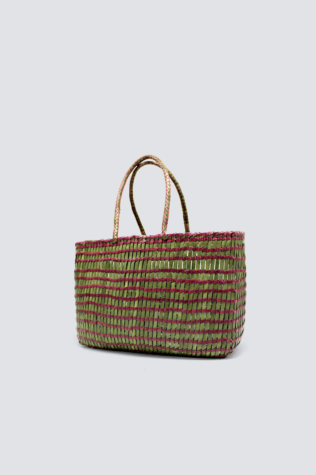 Dragon Diffusion - Terrafino Khaki/Fushia - Woven Leather Bag Handmade