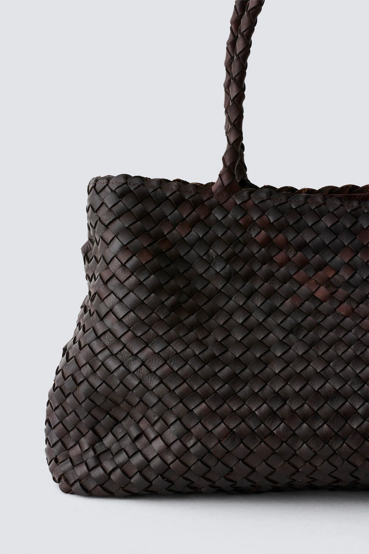 Dragon Diffusion - Vintage Mesh Tote Dark Brown - Leather Woven Bag Handmade