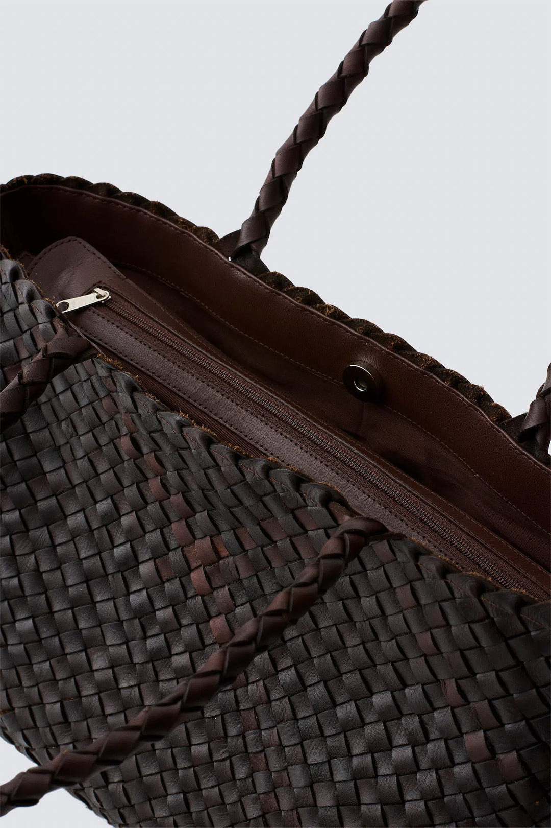 Dragon Diffusion - Vintage Mesh Tote Dark Brown - Leather Woven Bag Handmade