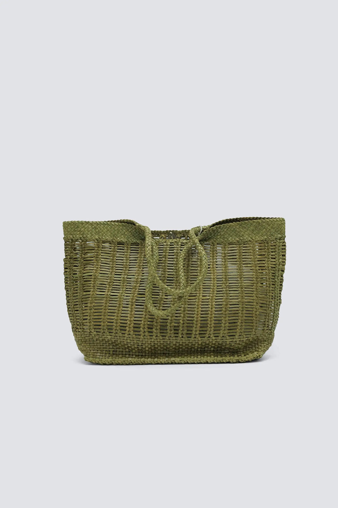Dragon Diffusion - Woven Leather Bag Handmade - Window Basket Green