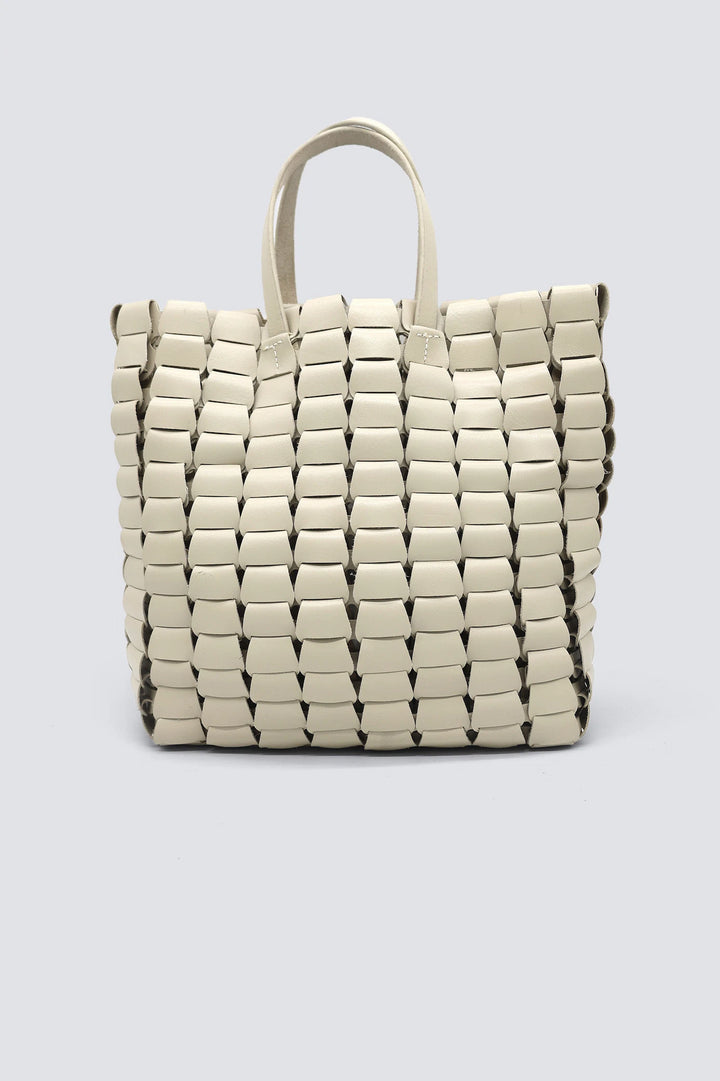 Dragon Diffusion - Woven Leather Bag - Link Tote Pearl