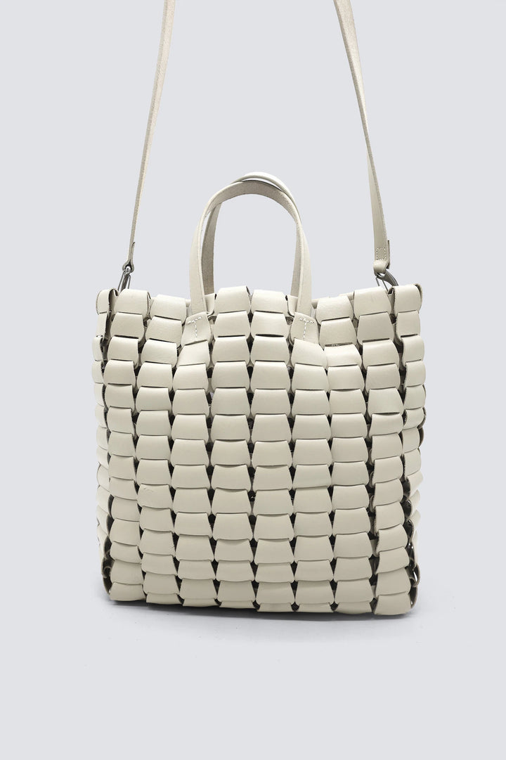 Dragon Diffusion - Woven Leather Bag - Link Tote Pearl