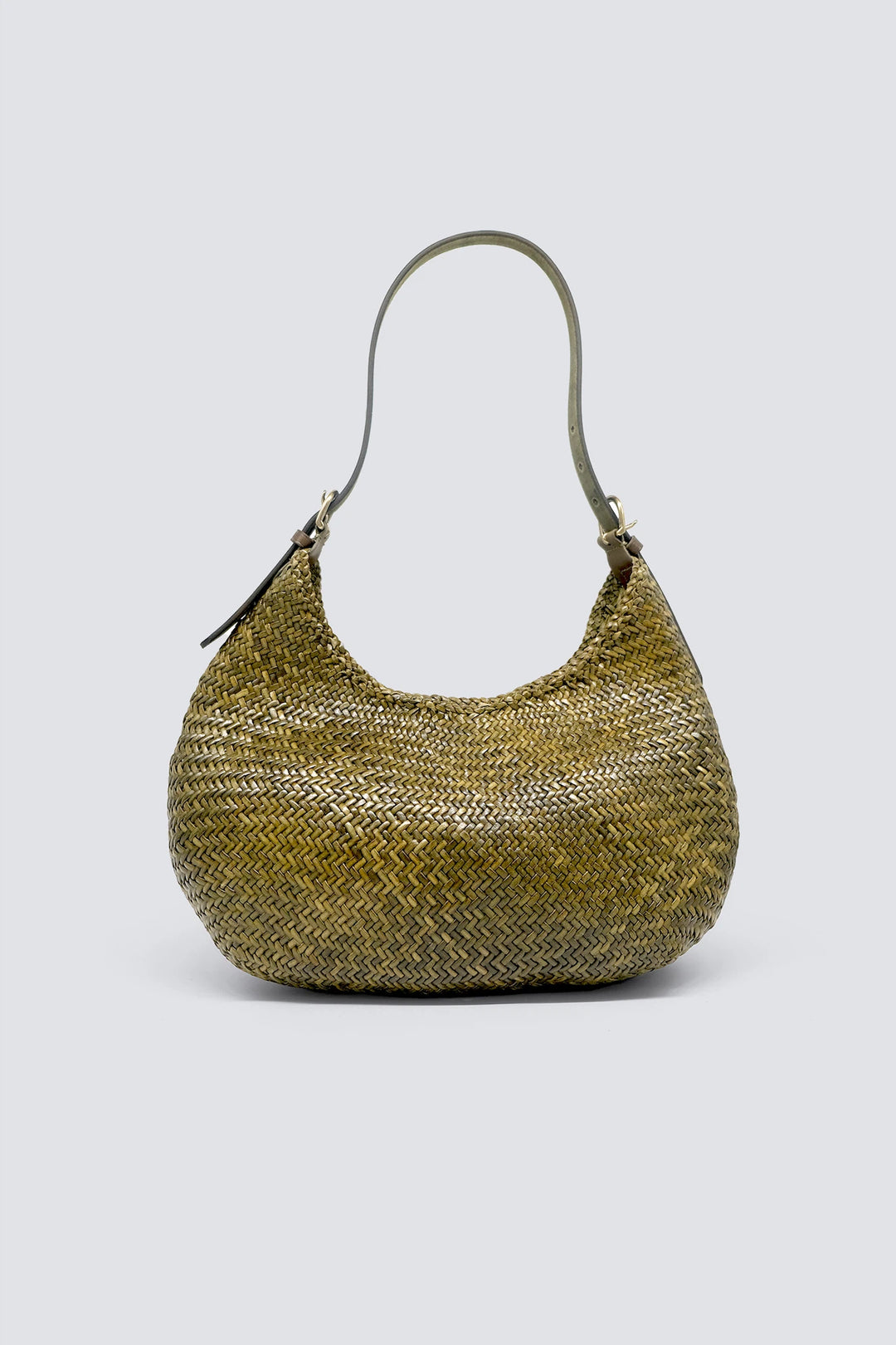 Dragon Diffusion - Luna Mezza Bamboo Green - Woven Leather Bag Handmade
