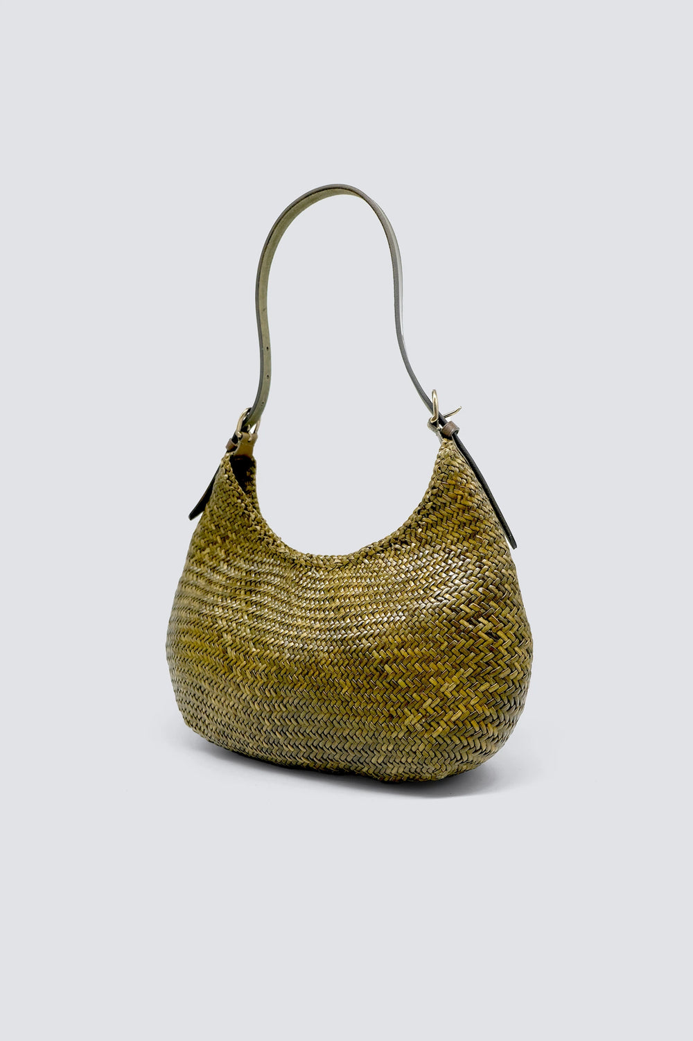 Dragon Diffusion - Luna Mezza Bamboo Green - Woven Leather Bag Handmade