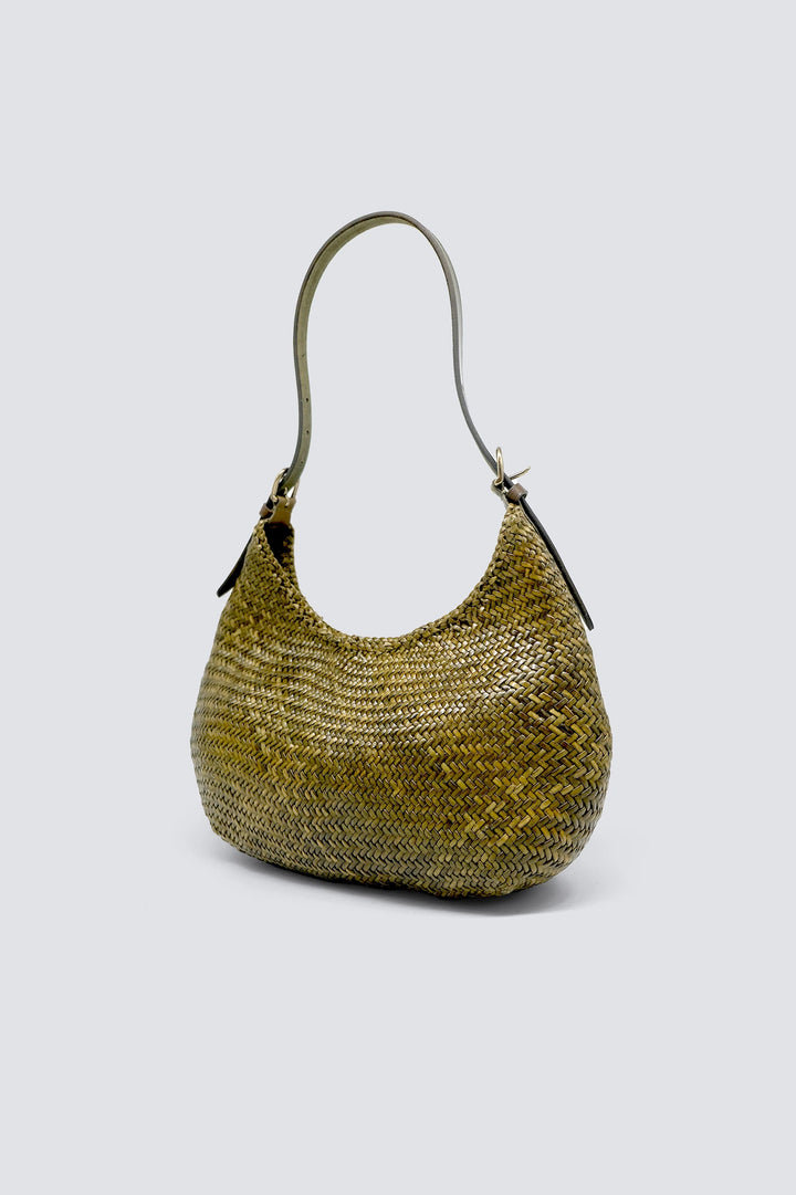 Dragon Diffusion - Luna Mezza Bamboo Green - Woven Leather Bag Handmade