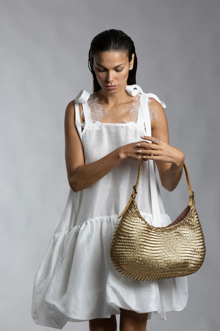 Dragon Diffusion - Luna Mezza Gold - Woven Leather Bag Handmade