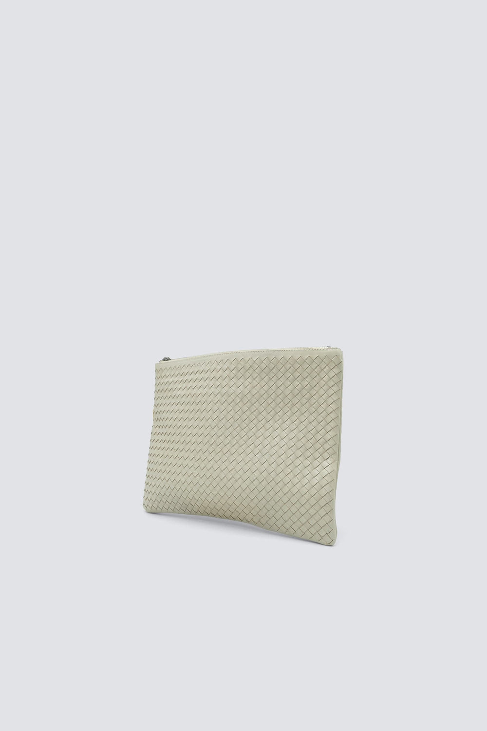 Dragon Diffusion - Woven Leather Pochette Handmade - A4 Pochette Pearl