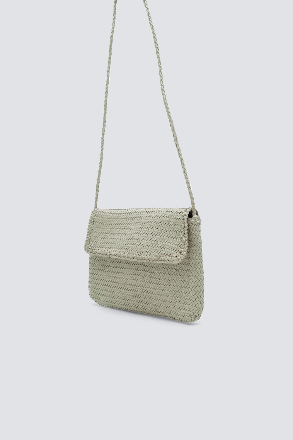 Dragon Diffusion - Woven Leather Bag Handmade - Flip Flap Pochette Pearl