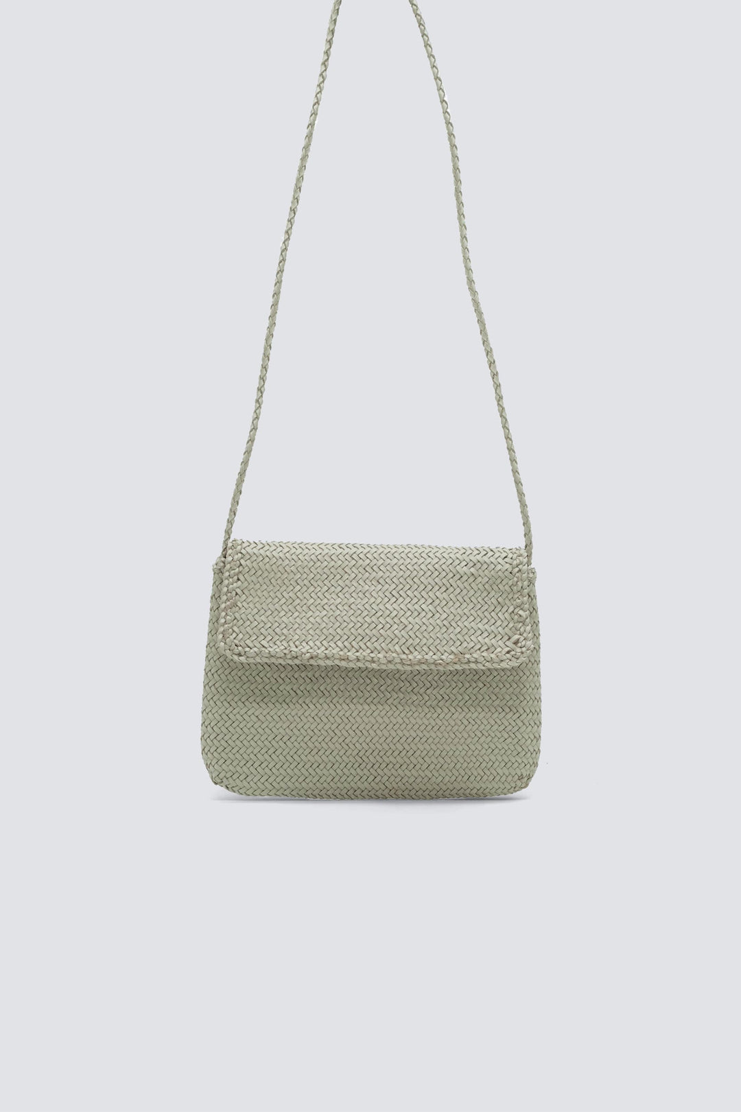 Dragon Diffusion - Woven Leather Bag Handmade - Flip Flap Pochette Pearl