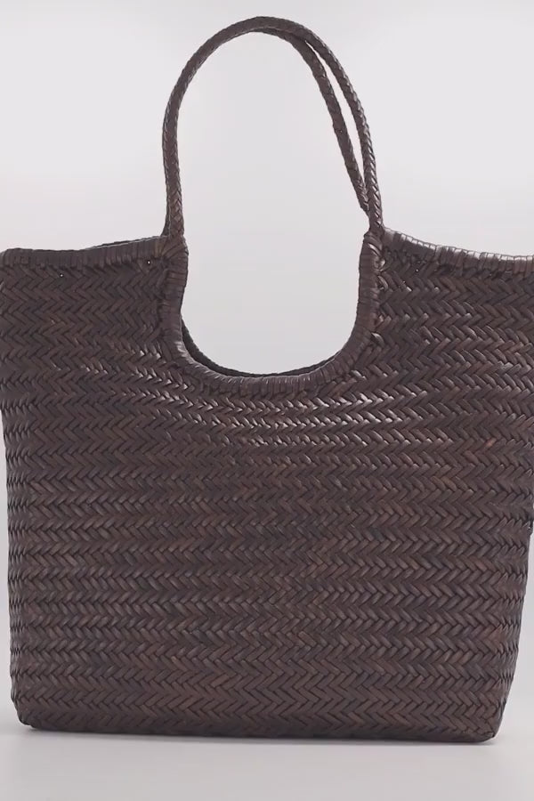 Dragon Diffusion - NS Diagonal Triple Jump Dark Brown - Woven Leather Bag Handmade