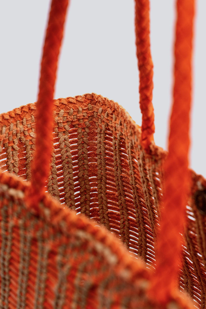 Dragon Diffusion woven leather bag handmade - Bali Big Orange Cashmere