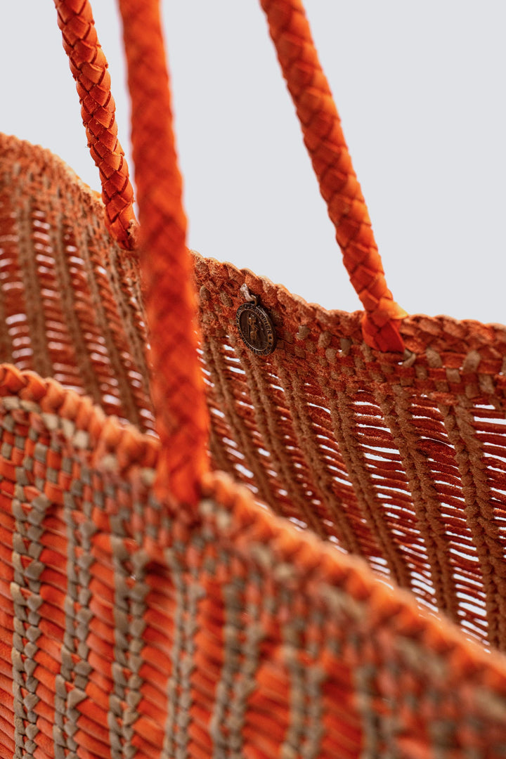 Dragon Diffusion woven leather bag handmade - Bali Big Orange Cashmere