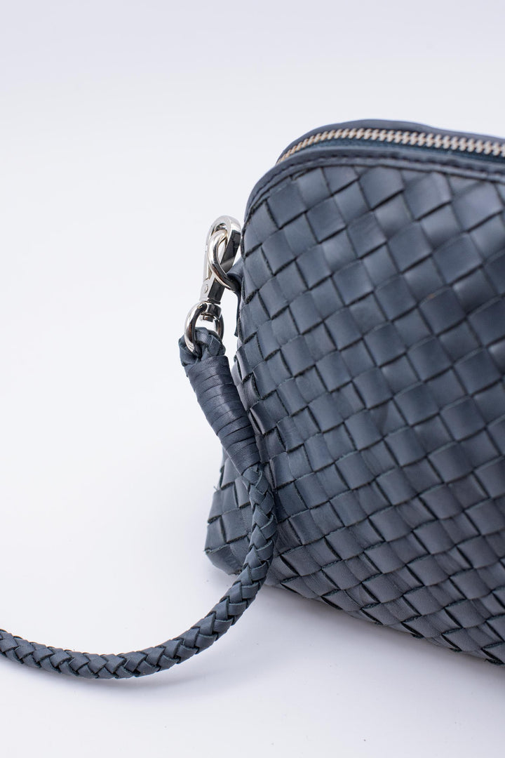 Dragon Diffusion woven leather bag handmade - Fellini Pochette Marine