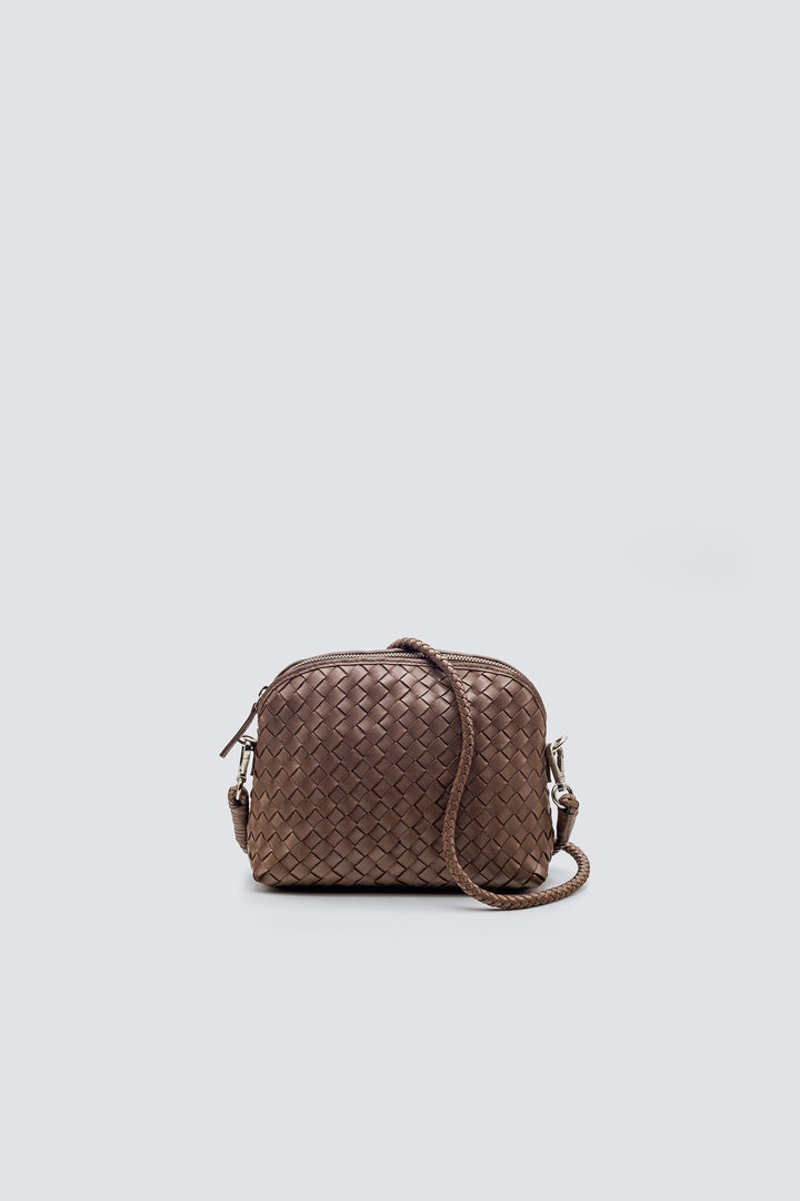 Dragon Diffusion woven leather bag handmade - Fellini Pochette Dark Brown