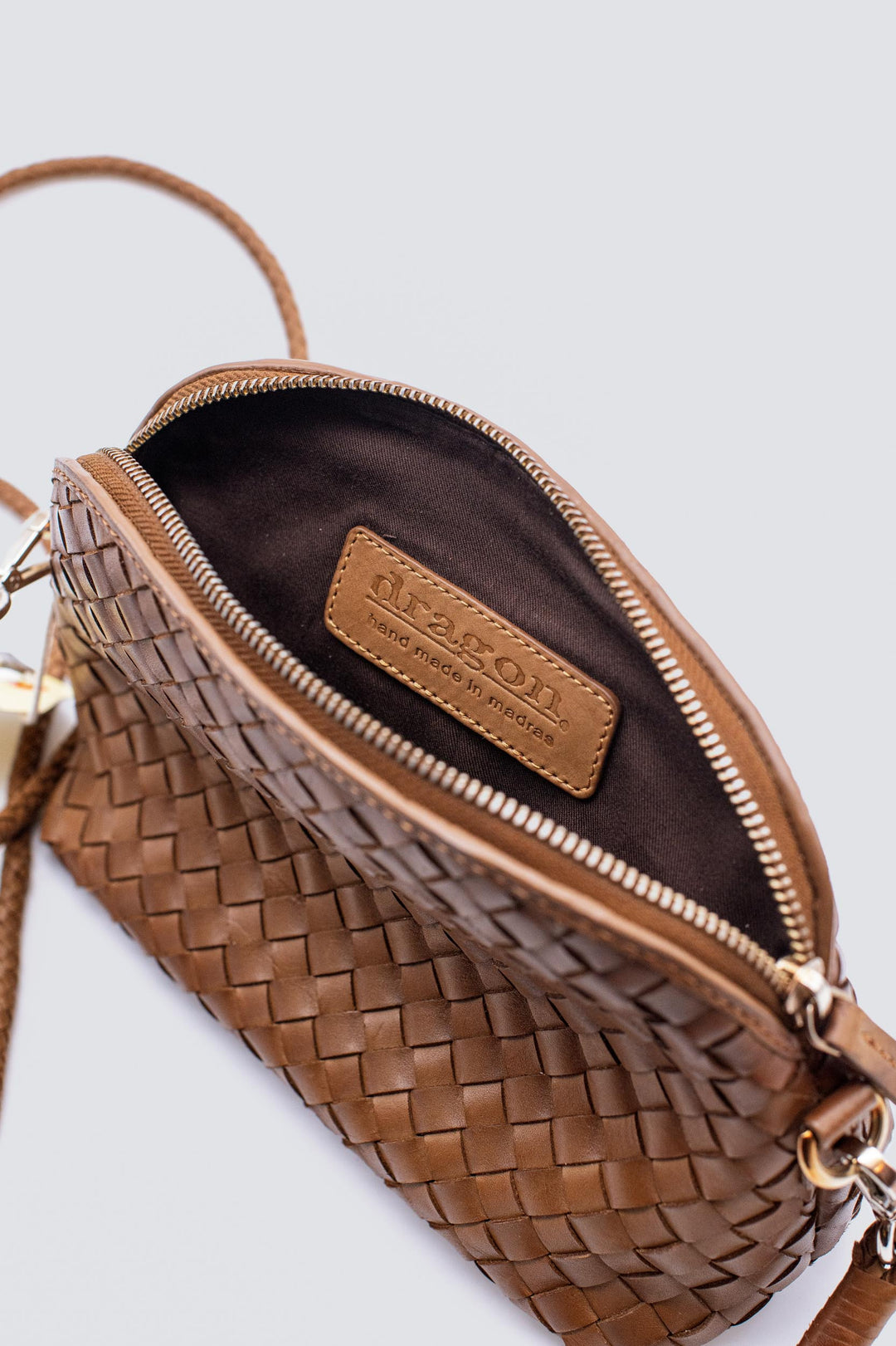 Dragon Diffusion woven leather bag handmade - Fellini Pochette Tan