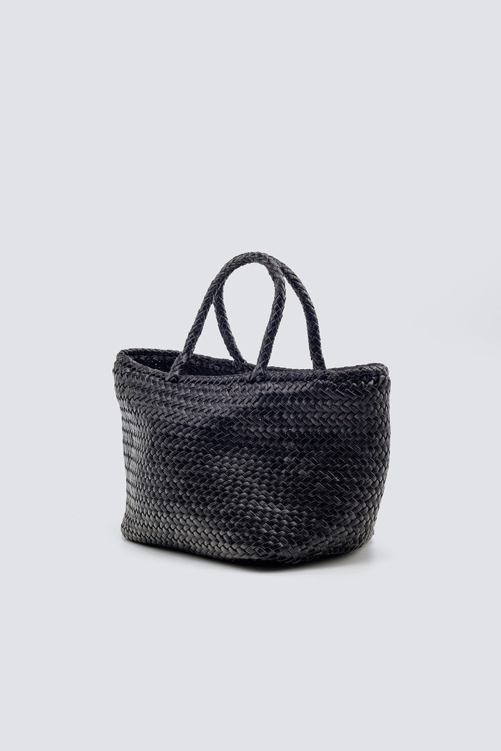 Dragon Diffusion woven leather bag handmade - Grace Basket Small Black