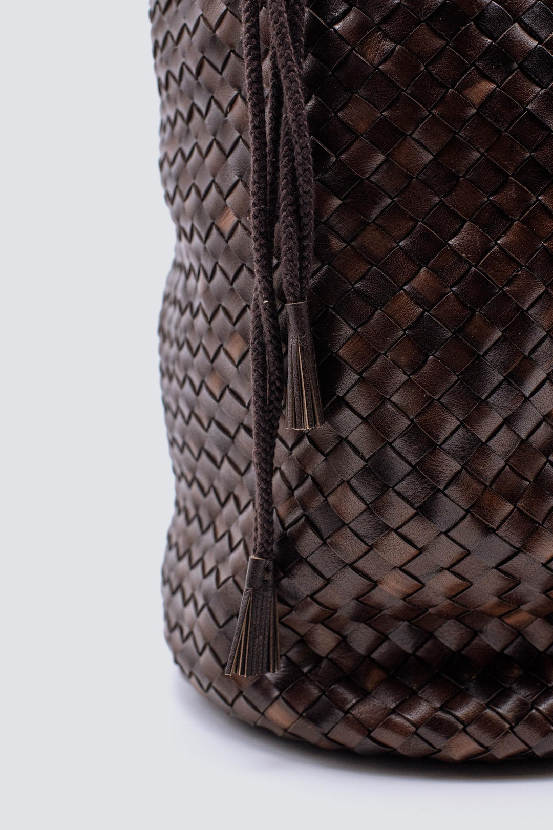 Dragon Diffusion woven leather bag handmade - Jackie Bucket Lining Dark Brown
