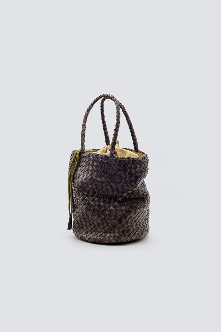 Dragon Diffusion woven leather bag handmade - Jackie Bucket Lining Grey