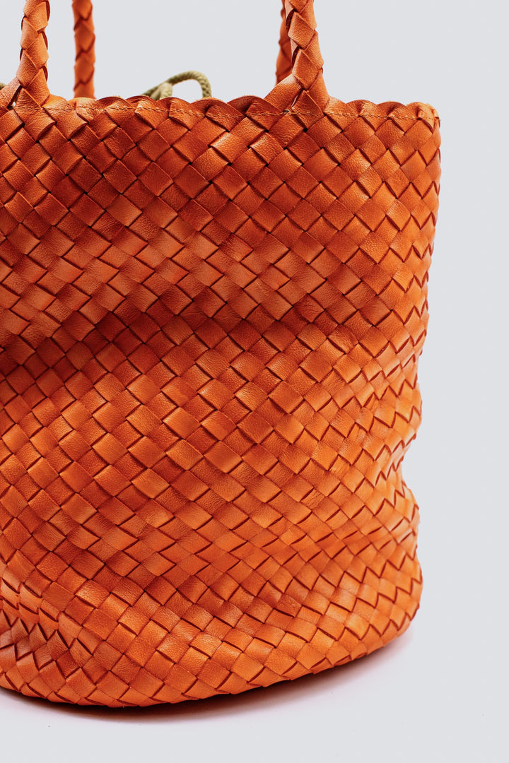 Dragon Diffusion woven leather bag handmade - Jackie Bucket Lining Orange