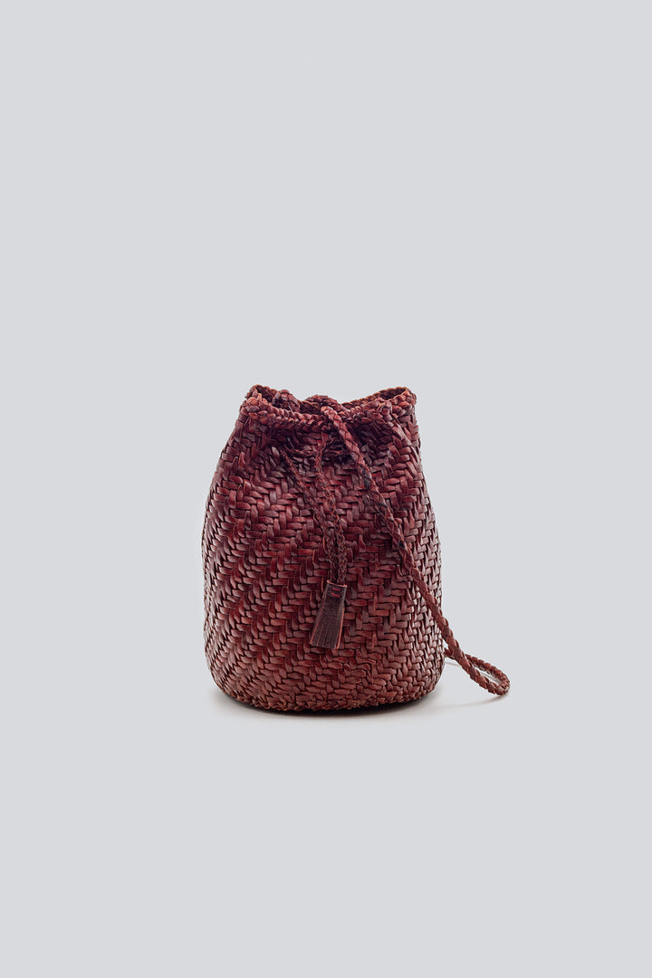 Dragon Diffusion woven leather bag handmade - Pompom Double Jump Bordeaux