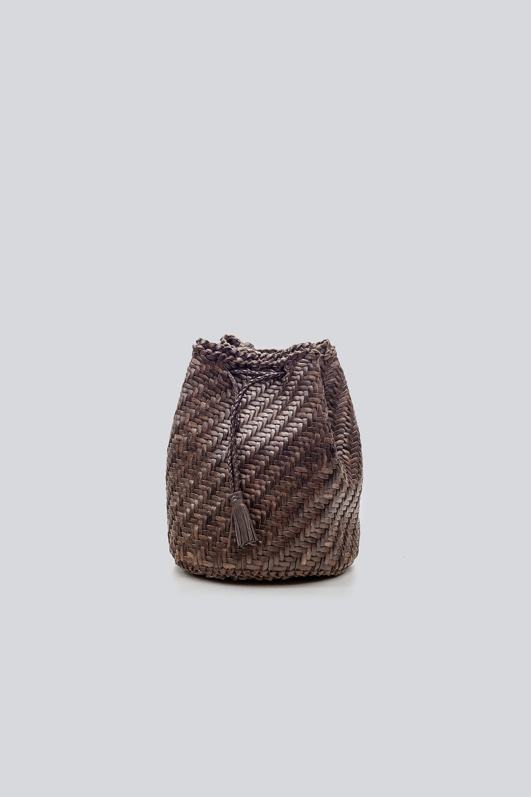 Dragon Diffusion woven leather bag handmade - Pompom Double Jump Dark Grey