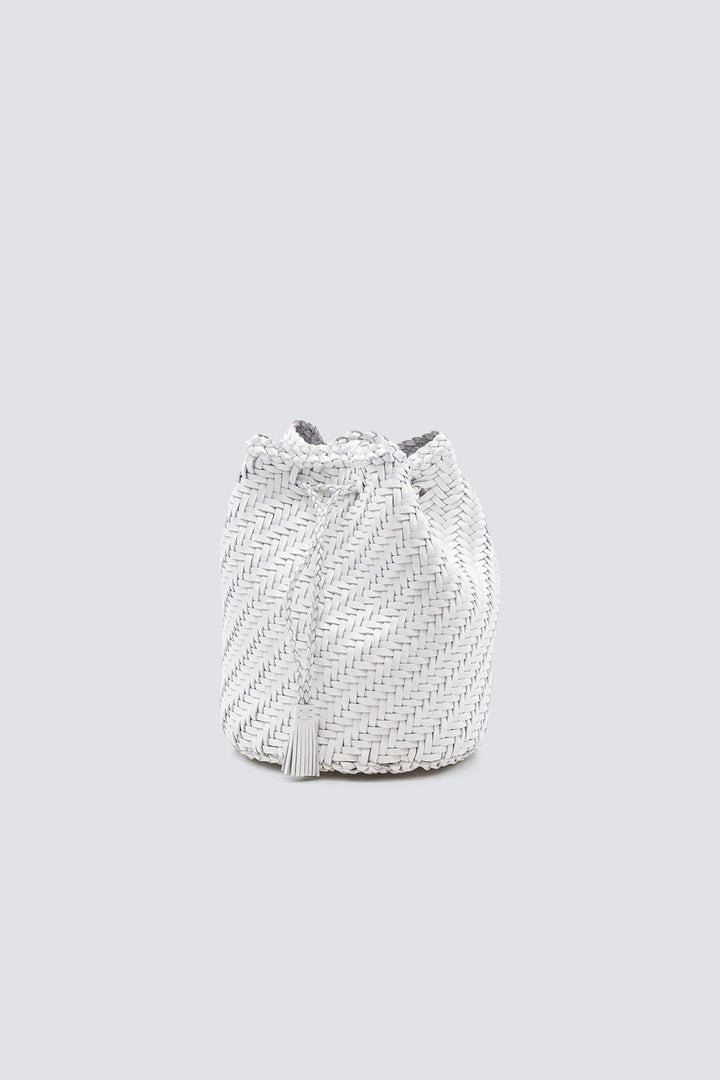 Dragon Diffusion woven leather bag handmade - Pompom Double Jump White