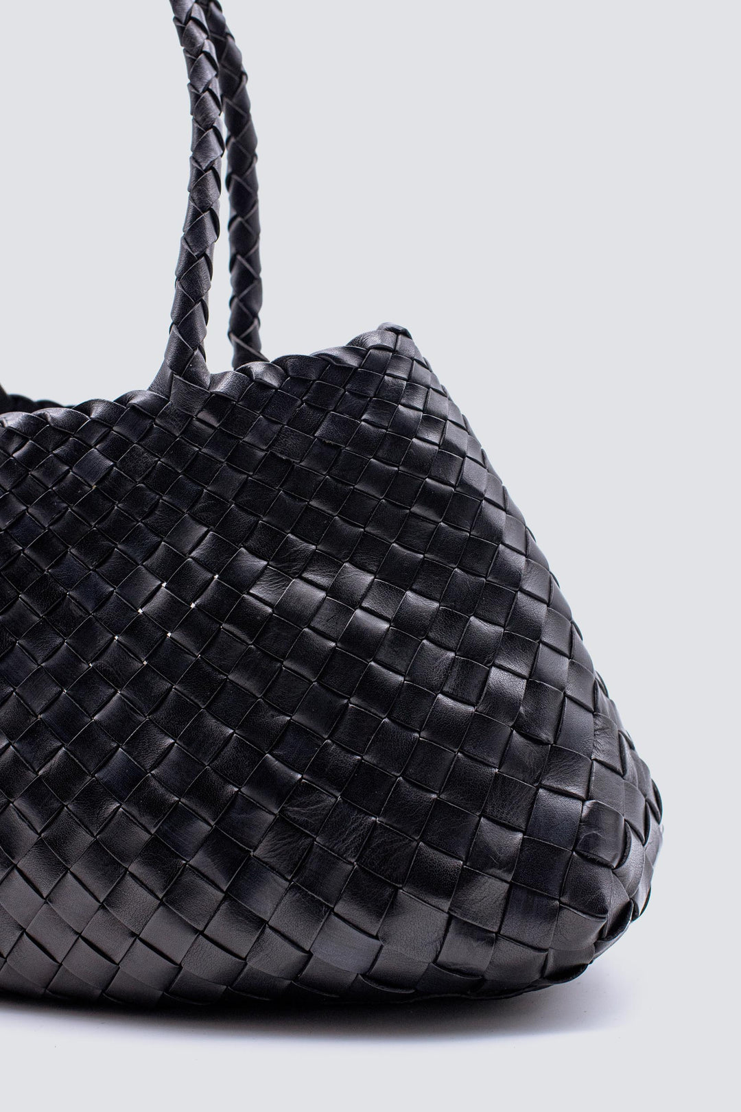 Dragon Diffusion woven leather bag handmade - Santa Croce Big Black