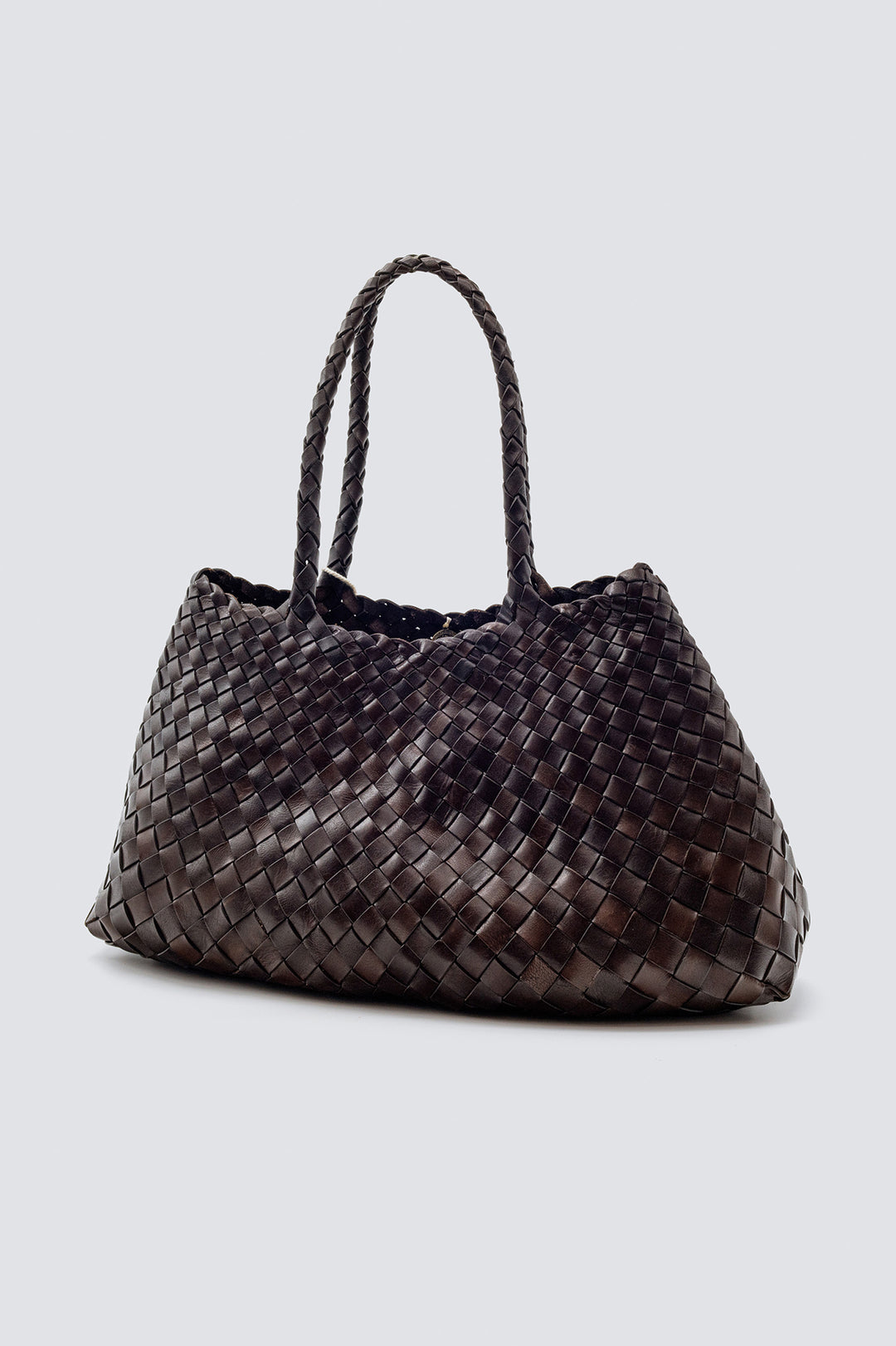 Dragon Diffusion woven leather bag  handmade - Santa Croce Big Dark Brown