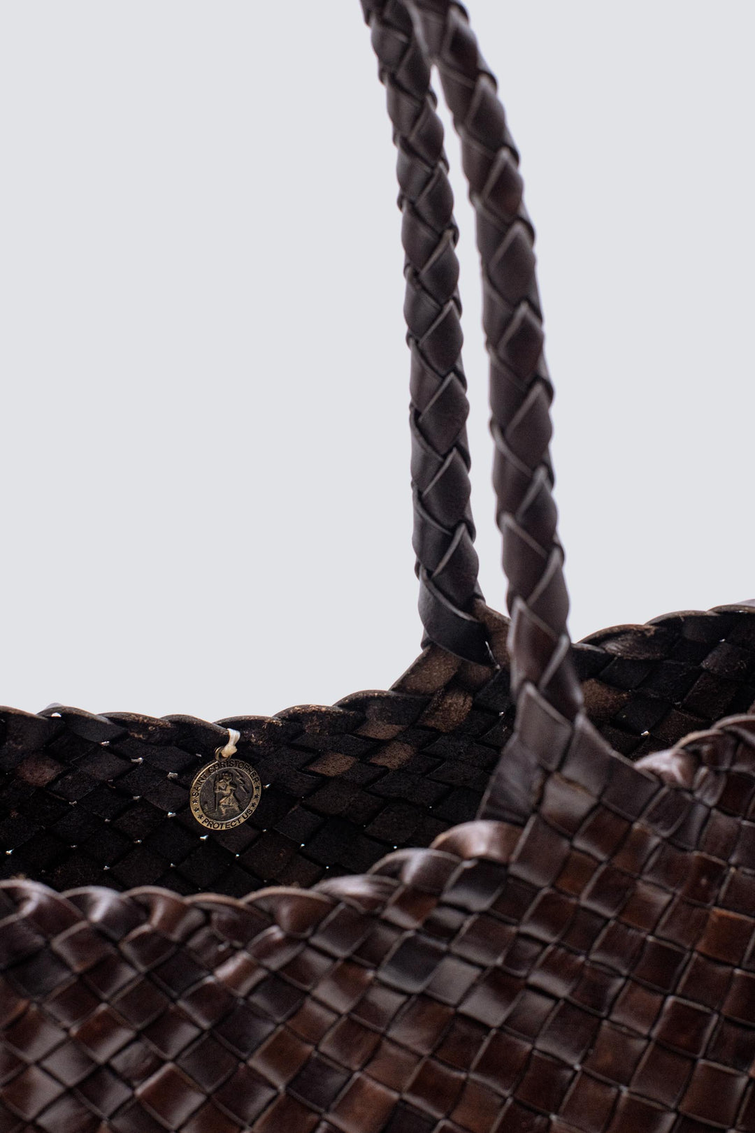 Dragon Diffusion woven leather bag  handmade - Santa Croce Big Dark Brown