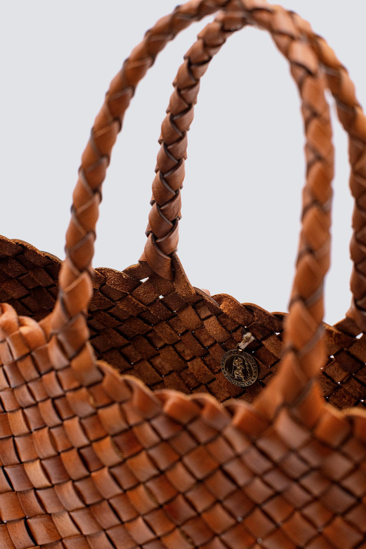 Dragon Diffusion woven leather bag handmade - Santa Croce Small Tan