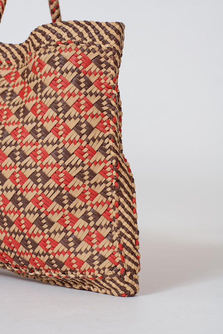 Dragon Diffusion woven leather bag handmade - Maori Kete Red