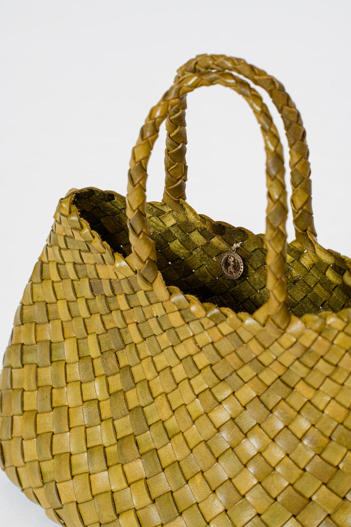 Dragon Diffusion woven leather bag handmade - Santa Croce Small Dark Green